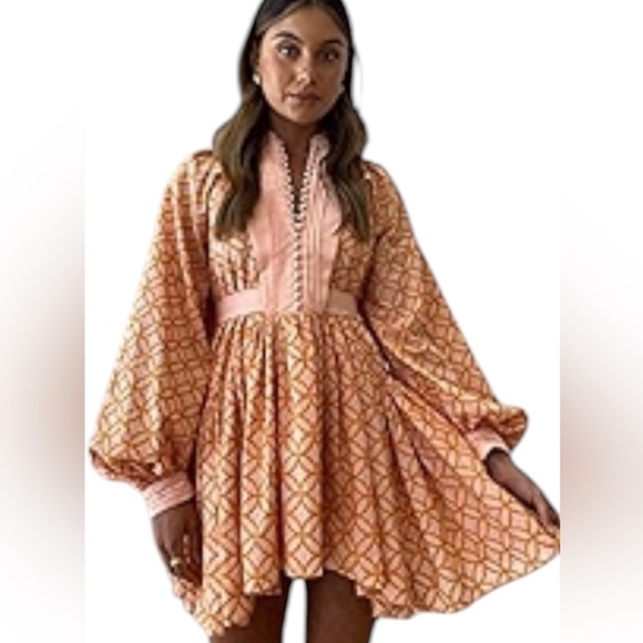 Roill Women A-Line Lace Loose. Baroque Button Down Long Sleeve Dressss.  #119 - Picture 1 of 14